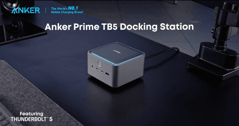 Anker Prime TB5 Docking Station, 14-in-1 Thunderbolt 5 Dock with 120Gbps Max Transfer, 140W Max Charging, Ambient LED Lighting, Cooling System, Up to 8K Display for Thunderbolt 5/4 Laptops