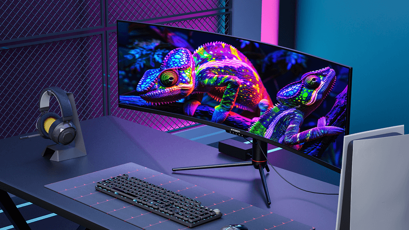 INNOCN 49" OLED Ultrawide Curved Gaming Monitor 5120 x 1440p 144Hz, 0.03ms, USB Type C 90W, HDMI 2.1, DisplayPort, USB Hub, Speakers, Adaptive-Sync, Adjustable Stand, Black