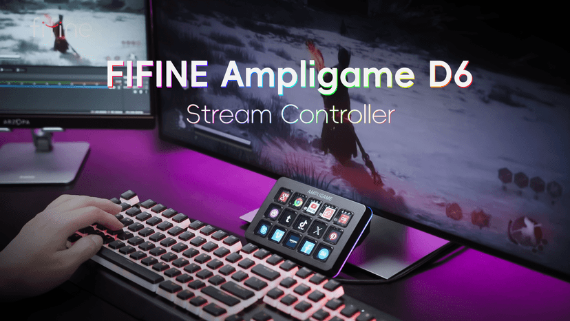 Fifine AmpliGame Stream Controller with 15 Macro Keys, Streaming Keyboard with Trigger Actions in OBS/Twitch/YouTube/Streamlabs, Shortcut Buttons Keypad Works with Mac and PC-D6