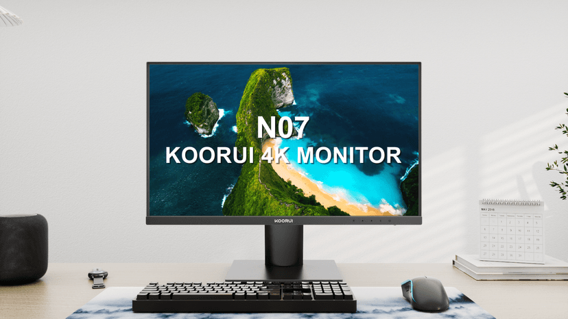 KOORUI 27 Inch 4K Monitor Computer UHD(3840 * 2160) IPS Display, 99% sRGB, 95% DCI-P3, 1.07 Billion Colors, Freesync & G-sync, Displayport & 2X HDMI, VESA 100 * 100mm, Tilt -5 to 20°, Audio Out (N07)