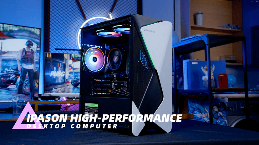 Gaming Desktop PC – AMD Ryzen7 5700G 3.8GHz, AMD Radeon Graphics（Integrated ）, 1TB NVME PCIe Gen4 SSD, 16GB DDR4 RAM 3200, 550W PSU, Windows 11 Home 64-bit Pre-Built PC（White & Black）