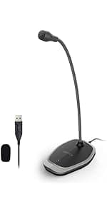 USB Computer Microphone, Plug &Play Desktop Omnidirectional Condenser PC Laptop Mic, Mute Button with LED Indicator, Compatible with Windows/Mac, Ideal for YouTube, Skype, Recording, Games(1.8m /6ft)