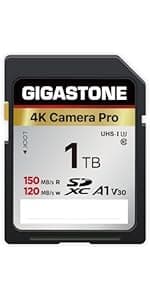 [5-Yrs Free Data Recovery] GIGASTONE 256GB Memory Card 4K Pro Series Speed Up to 100MB/s Compatible with Canon Nikon Sony Camcorder, A1 V30 UHS-I
