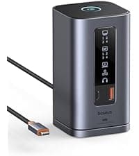 Baseus Laptop Docking Station Dual Monitor 4K@120Hz, 9 in 1 USB C Hub with 2 HDMI, 1000Mbps LAN, Max 85W PD, 3 USB, SD Card Reader, USB C Dock Compatible with iPhone 15/Mac/Dell/HP/Surface/Steam Deck