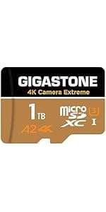 [5-Yrs Free Data Recovery] GIGASTONE 512GB Micro SD Card, 4K Camera Pro, A2 V30 for Smartphone, Gopro, Action Cams, 4K UHD Video Recording , Up to 100MB/s, UHS-I U3 C10 Class 10 with Adapter
