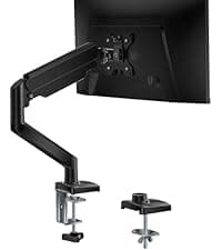 WALI Single Monitor Mount, Gas Spring Monitor Arm for 17-34 inch Screens, Adjustable Computer Monitors Stand up to 26.4lbs, with Clamp and Grommet Base, Mounting Holes 75 and 100mm (GSMP001N), Black