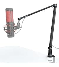 M05 Boom Arm, 360° Rotatable Microphone Stand with Desk Mount, Foldable Desk Mic Arm with 3/8'' to 5/8'' Screw Adapter, Microphone Arm for Live Streaming, Gaming, Podcasting, Radio