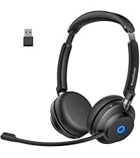 Bluetooth Wireless Headset with Mic for Work, Bluetooth 5.3, Advanced Noise Reduction Microphone, Clear Calls - Comfortable Over-Ear Headphones for PC, Laptop, iPhone, Android, Zoom, Office