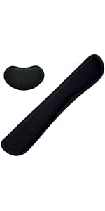 Mouse Pad with Wrist Support, Ergonomic Mouse Pad with Memory Foam Wrist Rest Cushion, Non-Slip Rubber Base Gaming Mice Pad for Home Office Computer Laptop, Flower Black
