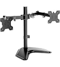 WALI Dual Monitor Desk Mount, Monitor Stand for 2 Monitors Up to 27inch, Dual Monitor Mount Max 22lbs for Home, Office, School (M002), Black