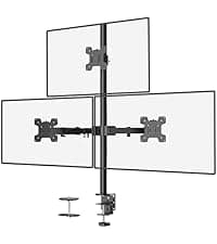 WALI Triple Monitor Stand, Free Standing Three LCD Monitor Fully Adjustable Desk Mount Fits 3 Screens up to 27 inch, 22 lbs Weight Capacity per Arm (MF003), Black