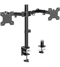 WALI Dual Monitor Desk Mount, Monitor Stand for 2 Monitors Up to 27inch, Dual Monitor Mount Max 22lbs for Home, Office, School (M002), Black