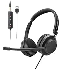Bluetooth Wireless Headset with Mic for Work, Bluetooth 5.3, Advanced Noise Reduction Microphone, Clear Calls - Comfortable Over-Ear Headphones for PC, Laptop, iPhone, Android, Zoom, Office