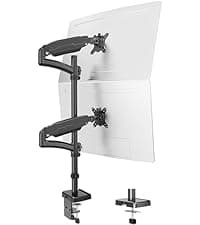 MOUNT PRO Vertical Dual Monitor Stand, Stacked Monitor Mount for 2 Monitors Up to 32 inches, Computer Monitor Arm with Swivel, Tilt, Height Adjustable, Each Monitor Desk Mount Holds up to 17.6 lbs
