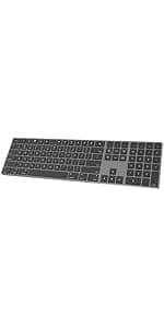 Aluminum Quiet Wired Keyboard Backlit- Slim Chiclet Keyboard Compatible with Apple iMac, MacBook, Mac and PC, USB Numeric Keypad RGB Lighted Key - Space Gray