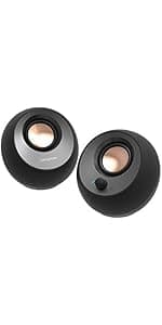 Creative Pebble 2.0 USB-Powered Desktop Speakers with Far-Field Drivers and Passive Radiators for Pcs and Laptops (Black)