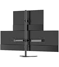 WALI Triple Monitor Stand, Free Standing Three LCD Monitor Fully Adjustable Desk Mount Fits 3 Screens up to 27 inch, 22 lbs Weight Capacity per Arm (MF003), Black
