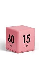 Weewooday Cube Timer Productivity Flip Timer for ADHD Block Gravity Sensor Kitchen Desk Study Time Countdown Learning Management Workout Classroom Gift 15 20 30 60 Minutes 2.6 Inch(Pink)