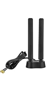 Eightwood WiFi 6E Tri-Band Antenna 6GHz 5GHz 2.4GHz Gaming WiFi Antenna Magnetic Base with 6.5ft Extension Cable for PC Desktop Computer PCIe WiFi 6E Card, Router
