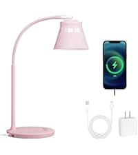 AXX Cute Purple Desk Lamp, Rechargeable Study Table Light for Home Office, Small, Battery Operated, LED, Flexible Gooseneck, Mini, Cordless, College Dorm Room Desktop Accessories for Teen Girls