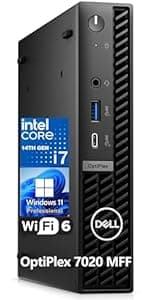 Dell OptiPlex 7020 MFF 7000 Micro Form Factor Mini Business Desktop Computer, 14th Gen Intel 20-Core i7-14700T up to 5.2GHz, 32GB DDR5 RAM, 1TB PCIe SSD, WiFi 6, DisplayPort, HDMI, Windows 11 Pro