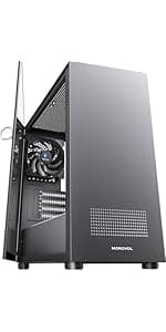 PC Case Pre-Install 4 RGB Fans, ATX Gaming Computer Case with Diamond-Shaped Mesh Front & Tempered Glass Side Panel, USB 3.0 Airflow Mid Tower case,621
