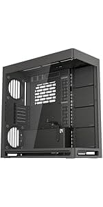 HAVN HS 420 VGPU Dual-Chamber Mid Tower ATX PC Case White | PCIe 5.0 Vertical GPU Kit, 11x 140mm Fan Slots & 2X 420mm Radiator Support, SimpliCable Cable Management, Tempered Glass, PWM Fan Hub