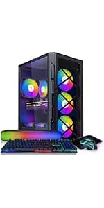 STGAubron Gaming Desktop PC, Intel Core i7 up to 3.9GHz, GeForce GTX 1660 Super 6G, 32G RAM, 1T SSD, 600M WiFi, BT 5.0, RGB Fan x6, RGB BT Sound Bar, Windows 10 Home