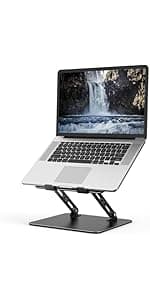 Laptop Stand for Desk, Adjustable Laptop Riser, Metal Foldable Computer Stand Holder Portable Notebook Mount, Ventilated Cooling Notebook Stand Compatible with 10-15.6” Laptops