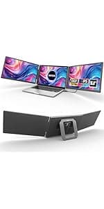 Laptop Screen Extender, 14.2" Portable Triple Monitor for Laptop with Full HD IPS Display, Laptop Extended Monitor Compatible with Mac, Windows, Chrome, Fits 13-17 Inch Laptops