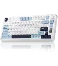 AULA F75 75% Wireless Mechanical Keyboard, Hot Swappable Creamy Keyboard, Pre-lubed Reaper Switches, 2.4GHz/Type-C/BT5.0, RGB Backlit Gaming Keyboards(White & Blue)