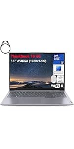 Lenovo ThinkBook 16 G6 16" FHD+ Laptop Computer, 13th Gen Intel 10-Core i5-1335U (Beat i7-1270P), 16GB DDR5 RAM, 512GB PCIe SSD, WiFi 6, Bluetooth 5.1, Fingerprint Reader, Windows 11 Pro, Tilsiy Cable