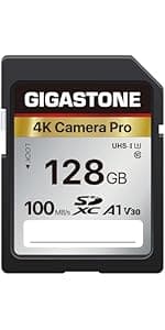 [5-Yrs Free Data Recovery] GIGASTONE 256GB Memory Card 4K Pro Series Speed Up to 100MB/s Compatible with Canon Nikon Sony Camcorder, A1 V30 UHS-I