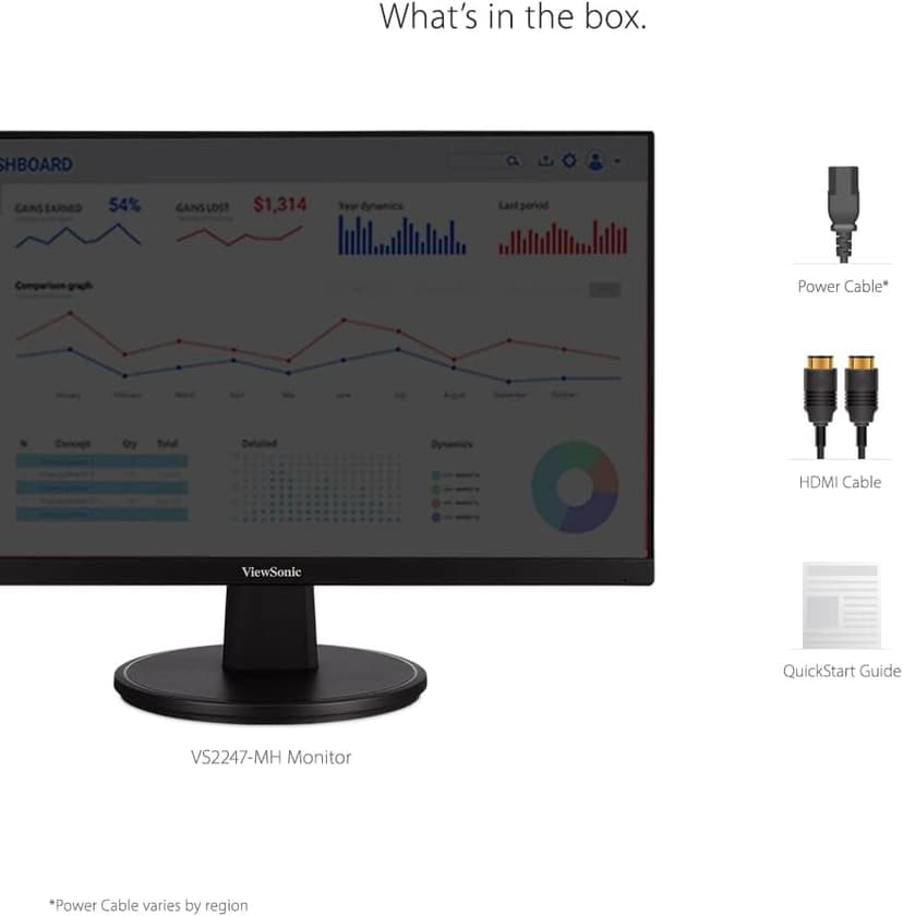 ViewSonic VS2247-MH 22 Inch 1080p Monitor with 100Hz, FreeSync, Thin Bezels, Eye Care, HDMI, VGA Inputs for Home and Office