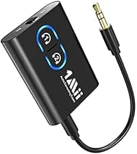 1Mii RCA Bluetooth 5.3 Adapter for TV, 3.5mm AUX Bluetooth Transmitter Receiver for 2 AirPods or Headphones, Home Stereo, Speakers, Projector, Treadmills, PC, with Volume Control, aptX Low Latency