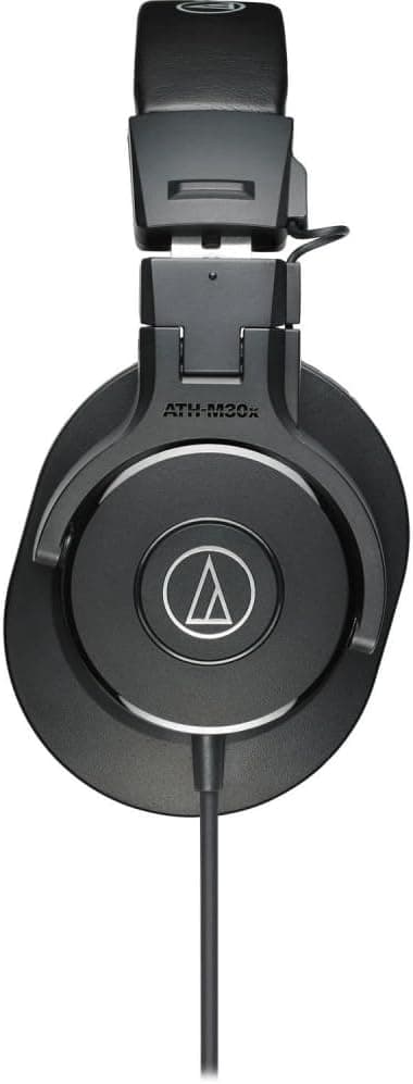 Audio-Technica ATH-M30x Professional Monitor Headphones | Black Bundled with Over The Ear Headphones Stand + Cleaning Cloth (3 Items)