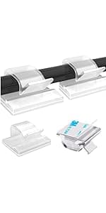 [313Pcs] Cable Management Kit, 67 Adhesive Cable Clips, Topavatop Desk Cord Organizer, 22 Reusable Cable Strap, 4 Cable Sleeve Split, 200 Nylon Cable Zip Ties with 20 Mounts for TV Office Home, White