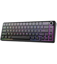 EPOMAKER Ajazz AK820 Pro 75% Wireless Mechanical Keyboard with TFT Smart Display&Knob, Gasket-Mounted Gaming Keyboard, Bluetooth/2.4GHz/USB-C Wired (Purple, Gift Switch)