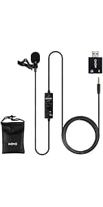 Movo M1 USB Lavalier Lapel Clip-on Omnidirectional Computer Microphone for Laptop, PC and Mac, Perfect Podcasting, Gaming, Streaming and Desktop Mic (20-Foot Cord)