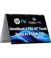 2025 HP OmniBook X Flip x360 2 in 1 Touchscreen Laptop (16" FHD+, AMD Ryzen AI 5 340 (> Intel i7-1355U), 16GB 7500 MT/s, 1TB SSD) AI Copilot+ PC for Creator, Designer, IR Webcam, Backlit, Win 11 Pro
