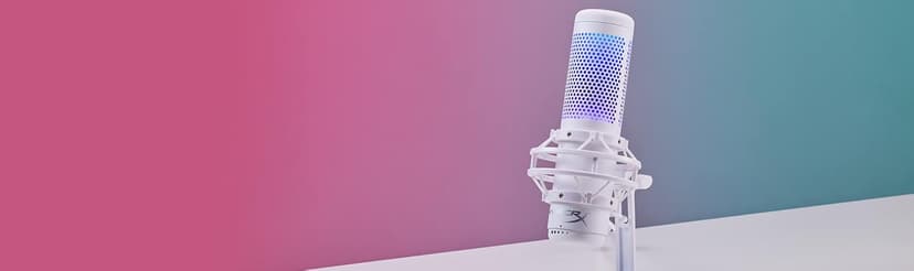 HyperX QuadCast S – RGB USB Condenser Microphone for PC, PS5, Mac, Anti-Vibration Shock Mount, 4 Polar Patterns, Pop Filter, Gain Control, Gaming, Streaming, Podcasts, Twitch, YouTube, Discord – White