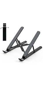 Laptop Stand for Desk, Adjustable Laptop Riser, Metal Foldable Computer Stand Holder Portable Notebook Mount, Ventilated Cooling Notebook Stand Compatible with 10-15.6” Laptops