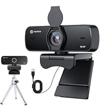 4K Webcam for PC with Tripod, PDAF Autofocus, 1080P@60FPS, 79° FOV, Low Distortion, 2 Noise Reduction Mics, Privacy Cover, Plug&Play, PC Camera for Skype, Teams, Zoom, NewEye 62 Kit