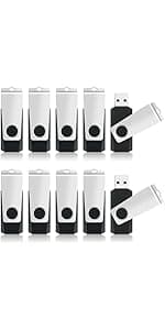 8GB Flash Drive 10 Pack Bulk USB Flash Drives, USB2.0 Thumb Drive USB Stick for Data Storage Backup, Jump Drive Pen Drive Zip Drive Memory Stick with Indicator, USB Storage Flash Drive Swivel Design
