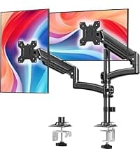 MOUNT PRO Vertical Dual Monitor Stand, Stacked Monitor Mount for 2 Monitors Up to 32 inches, Computer Monitor Arm with Swivel, Tilt, Height Adjustable, Each Monitor Desk Mount Holds up to 17.6 lbs