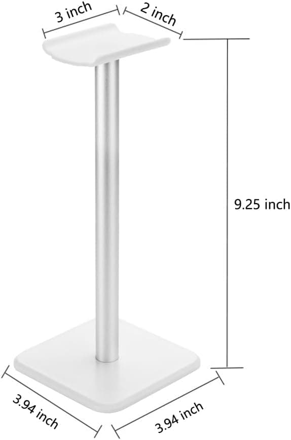 Headphone Stand Gaming Headset Holder Universal Aluminum Metal Headphone Holder Hanger with Aluminum Supporting Bar Flexible Headrest ABS Solid Base for All Headphone,White