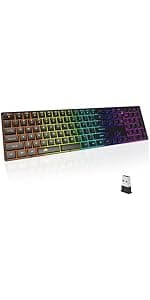 Aluminum Quiet Wired Keyboard Backlit- Slim Chiclet Keyboard Compatible with Apple iMac, MacBook, Mac and PC, USB Numeric Keypad RGB Lighted Key - Space Gray