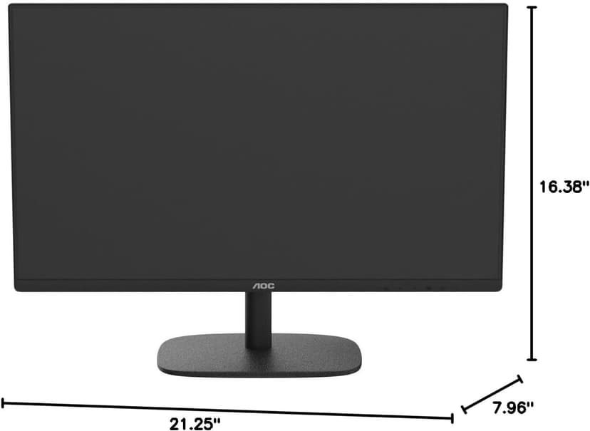 AOC 24B2H2 24” Frameless IPS Monitor, FHD 1920x1080, 100Hz, 106% sRGB, for Home and Office, HDMI x2, Low Blue Mode, VESA Compatible, Black
