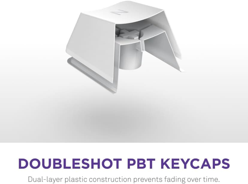 NZXT Function 2 Full-Size Wired Optical Gaming Keyboard - 8K Polling Rate - Linear Optical Switches - Adjustable Actuation - Double-Shot PBT Keycaps - RGB - Hot-Swappable - White