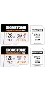 GIGASTONE 128GB 2-Pack Micro SD Card, 4K Video Pro, Compatible with GoPro, Security Camera, Dash cam, Drone, 95MB/s MicroSDXC Memory Card UHS-I V30 Class 10, with 2 SD Adapter